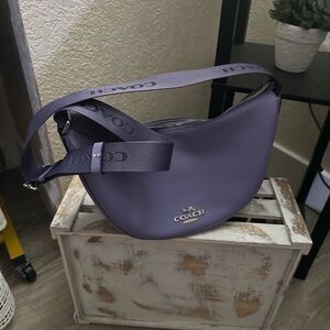 Crossbody coach purse leather new never used purple color
